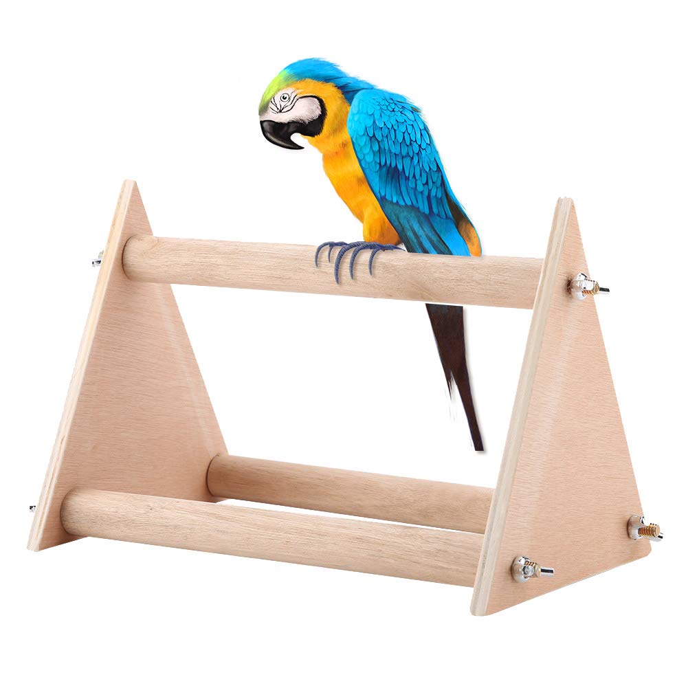 Parrot Stand, Funny Wooden Perch Bird Playground Training Activity Toy for Budgies, Parakeets, Cockatiels, Cockatoos, Lovebirds