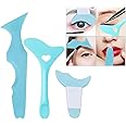 FMOYSIEN 3-Piece silicone makeup stencils applicators with shield, beginner-friendly eyeliner guide tool for winged looks (Blue)