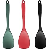 Upgrade Silicone Spatula Spoon Set, Amlits Heat Resistant Rubber Spoonula, Seamless Non-Stick Flexible Scrapers for Baking Mixing Tool - 3 PCS (Black, Red, Teal)
