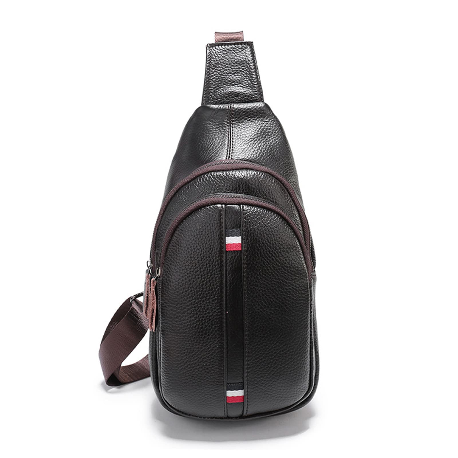 FANDARE Genuine Leather Sling Bag for Men Chest Shoulder Crossbody Hiking Backpack Vintage Cover Pack Hiking Small Rucksack Waterproof Sling Backpack for Business Travel Bicycle Sport Gym Pack Brown