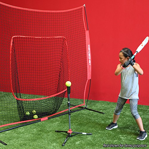 Baseball Softball Practice Net 7x7 with Deluxe Tee (Yellow