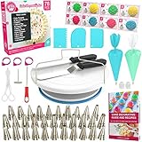Cake Decorating Kit Cake Turntable - 78 pcs Baking Set Turntable Cake Stand - Baking Tools with Cake Turntable Rotating Cake Stand - Baking Kit with Cake Decorating Tips - Piping Sets with Icing Tips