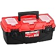 MAXPOWER 13-Inch Tool Box, Small Toolbox with Removable Tray & Dual Lock Secured Tool Box Organizer for Household