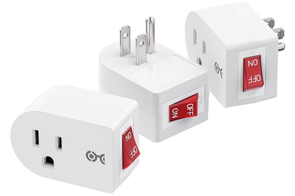 [UL Listed] Cable Matters 3-Pack Grounded Outlet Switch, White | On Off Switch, 15A 1875W rated, manual power control, ground
