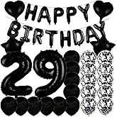 ZSNWGZ Sweet 29th Birthday Decorations Party Supplies,Black Number 29 Balloons,29th Foil Mylar Balloons Latex Balloon Decoration,Great 29th Birthday for Girls,Women,Men,Photo Props