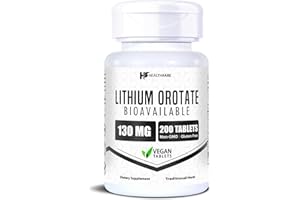 HealthFare Lithium Orotate Supplement 130mg | 200 Vegetarian Tablets | High Bioavailability Trace Mineral | Mood, Brain & Memory Support | Non-GMO, Gluten-Free | Made in USA