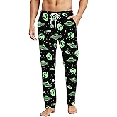 SARA NELL Alien Pajama Pants – Planets and Constellation Galaxy Print Lounge Wear, Cozy Unisex Sleepwear for Men and Women