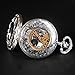 Antique Mens Silver Quartz Roman Numerals Pocket Watch with 14.5 inches Chain for Men Xmas Fathers Day Gift (Hollowed) (Silver)