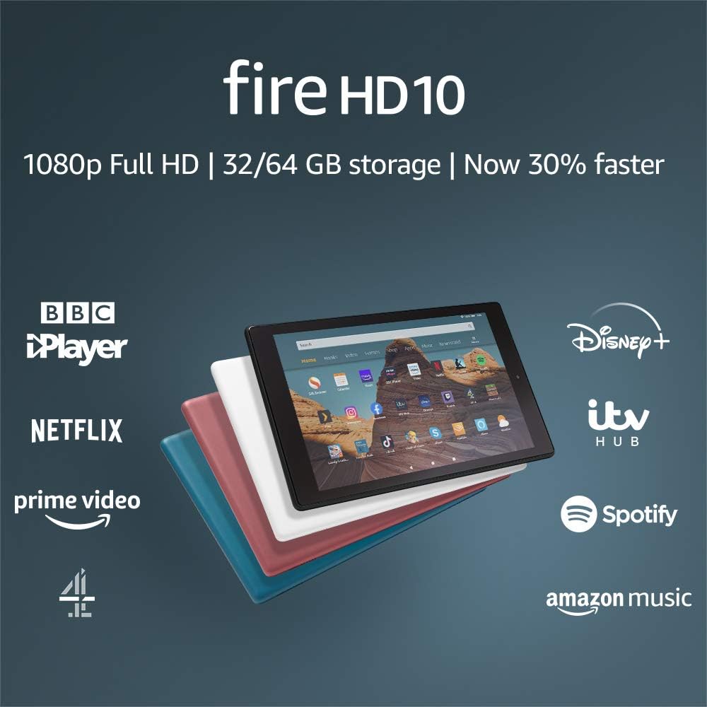Fire HD 10 Tablet, Certified Refurbished, 32 GB, Black — 10.1inch
