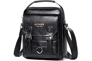 Hebetag Small Leather Shoulder Bag Crossbody Pack for Men Outdoor Travel Business