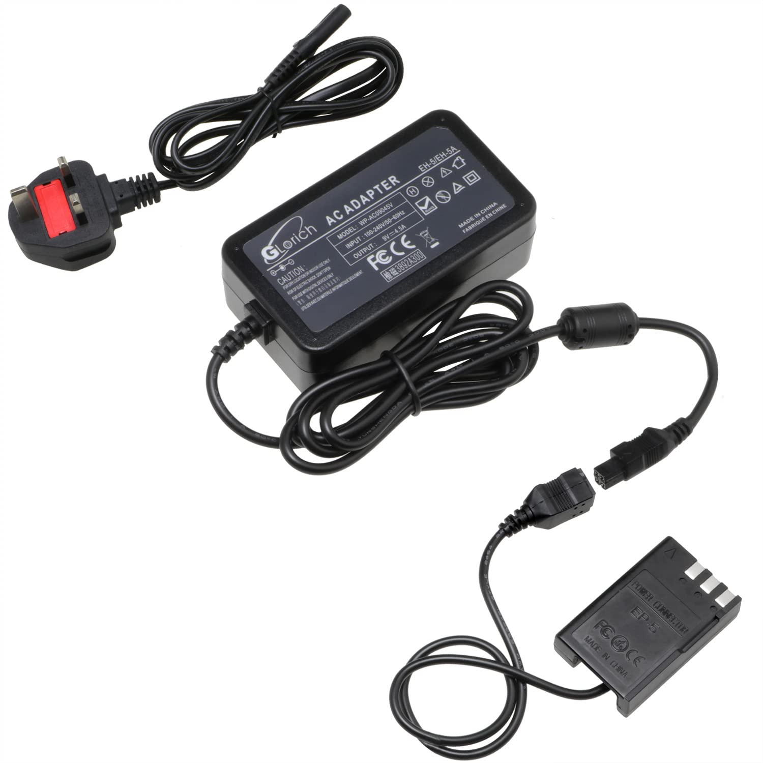 Glorich EH-5 Plus EP-5 Replacement AC Power Adapter Kit for Nikon D40 D40X D60 D3000 D5000 Digital SLR Cameras