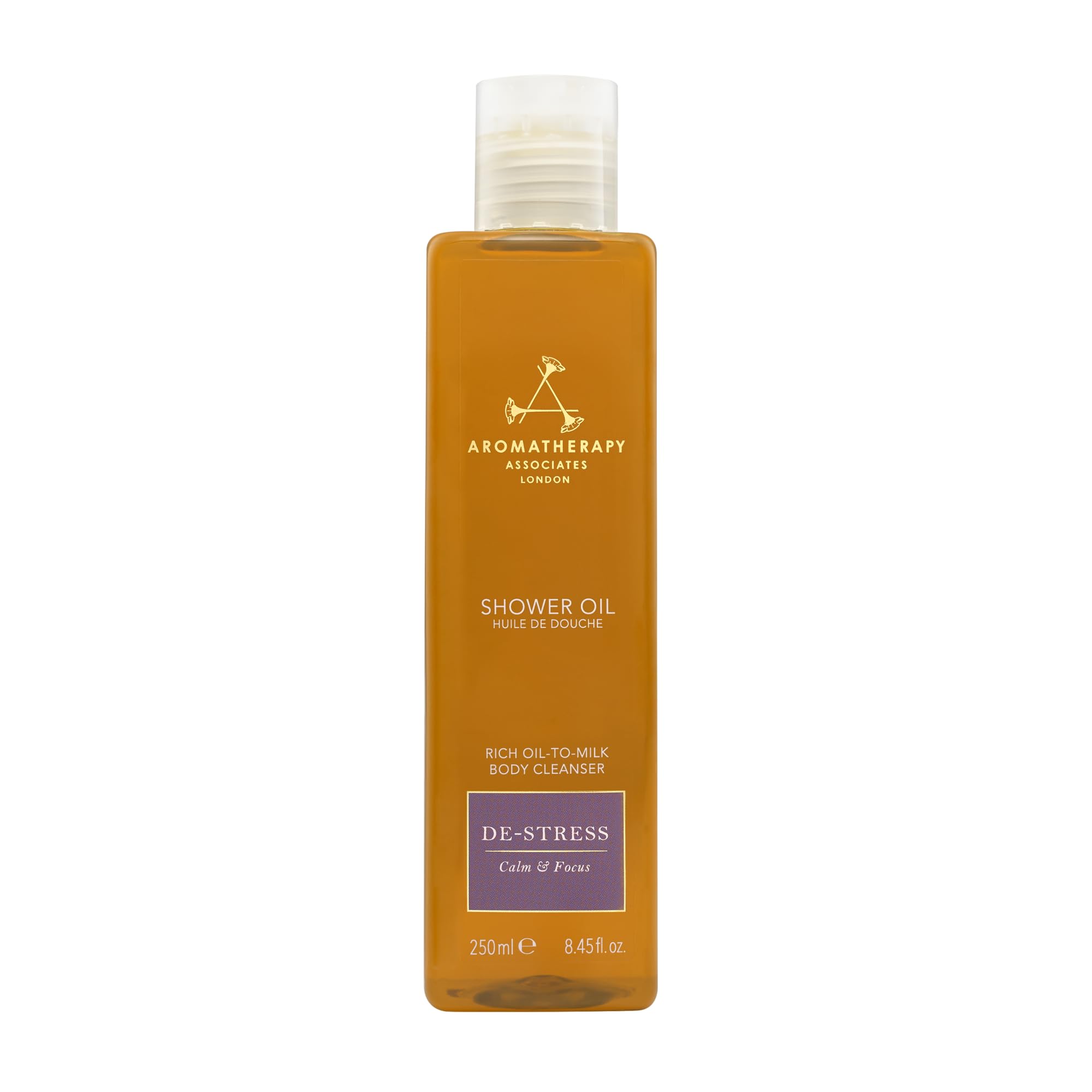 Aromatherapy Associates Bath and Shower Oil, Luxury Spa, Natural Bath, Bath Oil, Vegan, Cruelty Free, Environment Friendly (250 ml (Pack of 1), De-Stress Shower Oil)