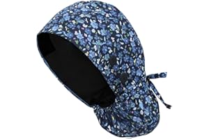 ATHPIK Surgical Scrub Ponytail Working Caps floral, Women Nursing Hats with Buttons Adjustable