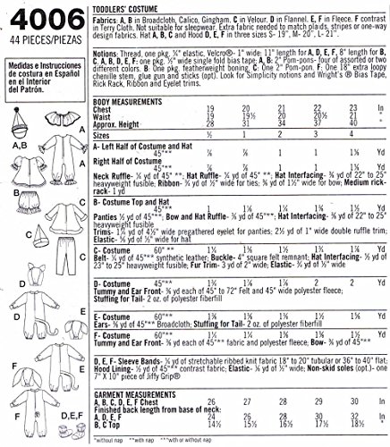 Simplicity 4006 Toddlers Costumes Sewing Pattern
