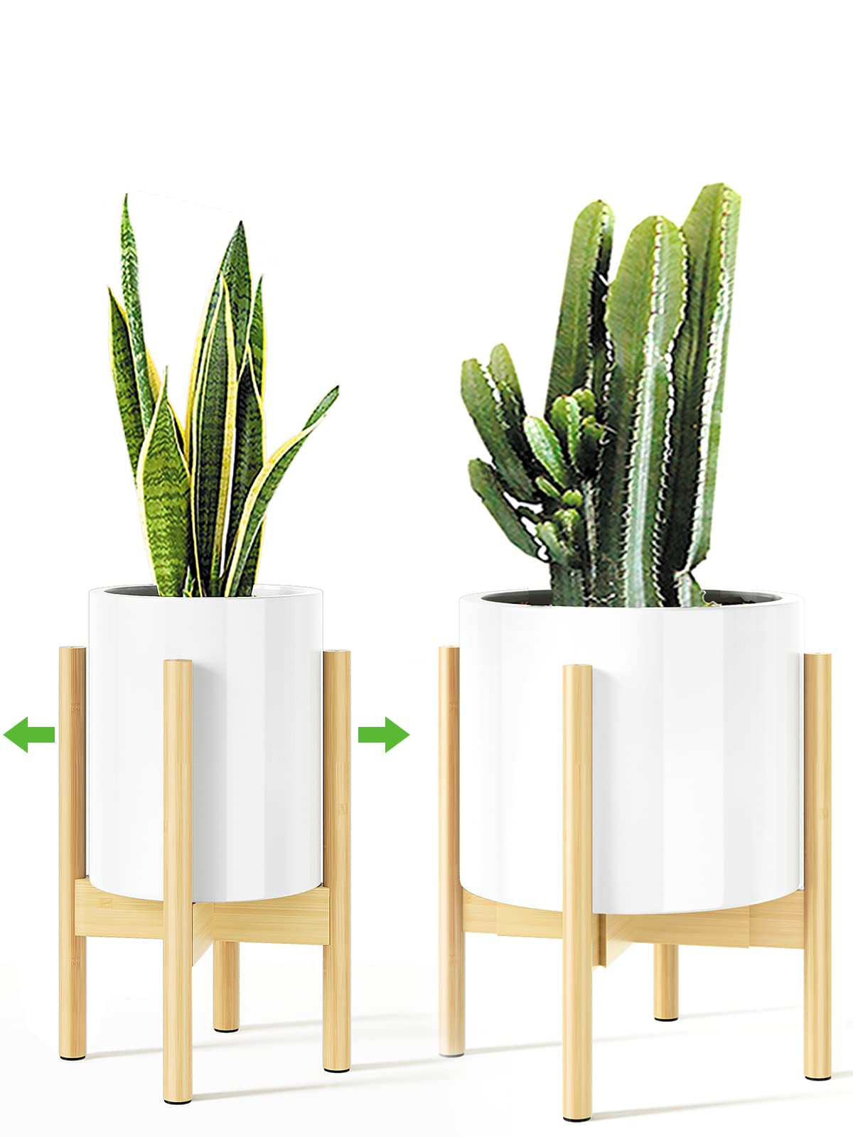 Photo 1 of MUDEELA 14.5 Inch Tall Plant Stand for Indoor, Adjustable Width Bamboo Plant Stand for 8 9 10 11 12 Inches Pot, Single Tier Planter Holder Floor Stand, Mid Century Modern Style, Natural, Without Pot