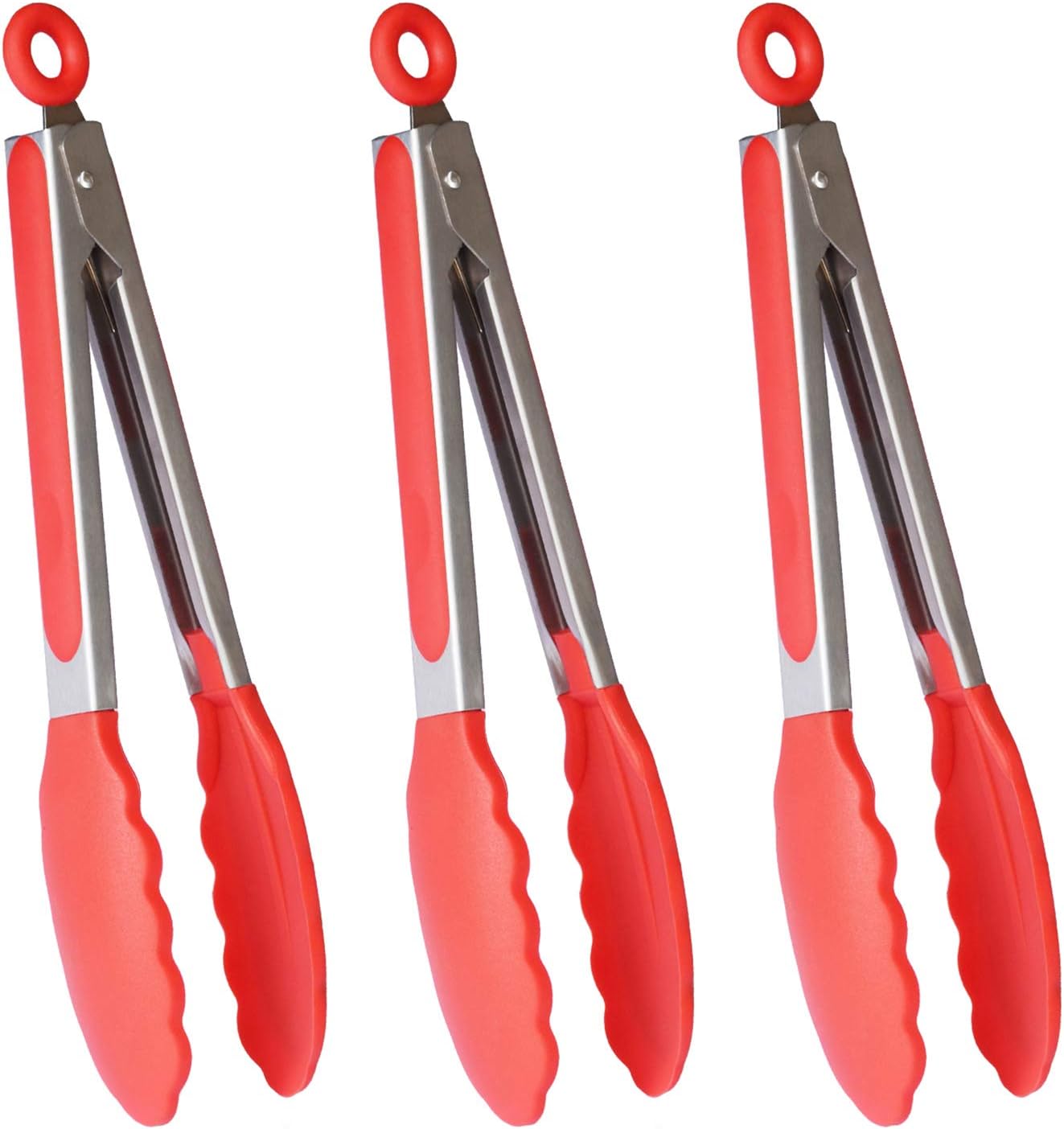 HINMAY Handy Kitchen Tongs Silicone Cooking Food Tongs 9Inch Barbecue