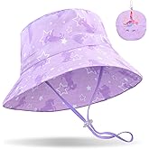 Bucket Hat for Kids Anti-UV Toddler Girls Sun Hats Wide Brim UPF 50+ Sun Protection Beach Hat for 2-9 Years