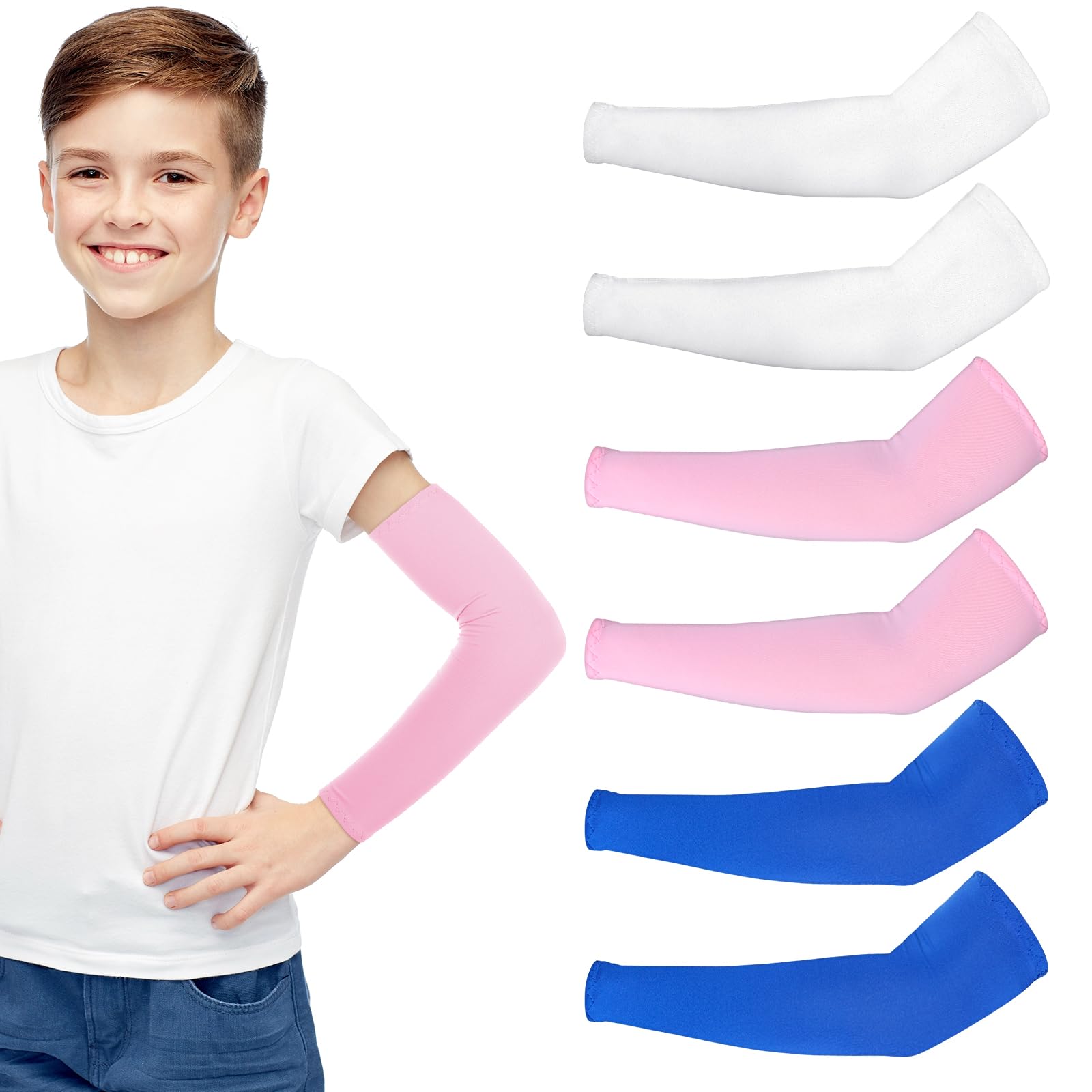Photo 1 of Molain 3Pairs Kids Arm Sleeves Thinly UV Sun Protection Cooling Arm Compression Sleeves, Outdoor Sport Breathable Elastic Ice Sleeve