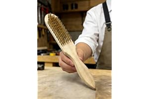 YuuYing 3-Pack Heavy Duty Wire Brush Set with 6X12 Rows Bristles & Curved Wood-Handle-Rust Remover Brass Brush Tool for Autom