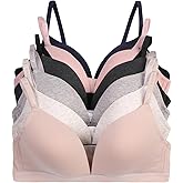 6 Pieces No Wire Full Cup Plain/Lace Light Padded Wire Free Bra A/B/C/D/DD