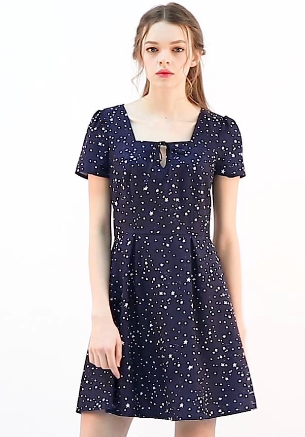 Allegra K Women's Printed Dress Summer 2025 Casual Square Neck