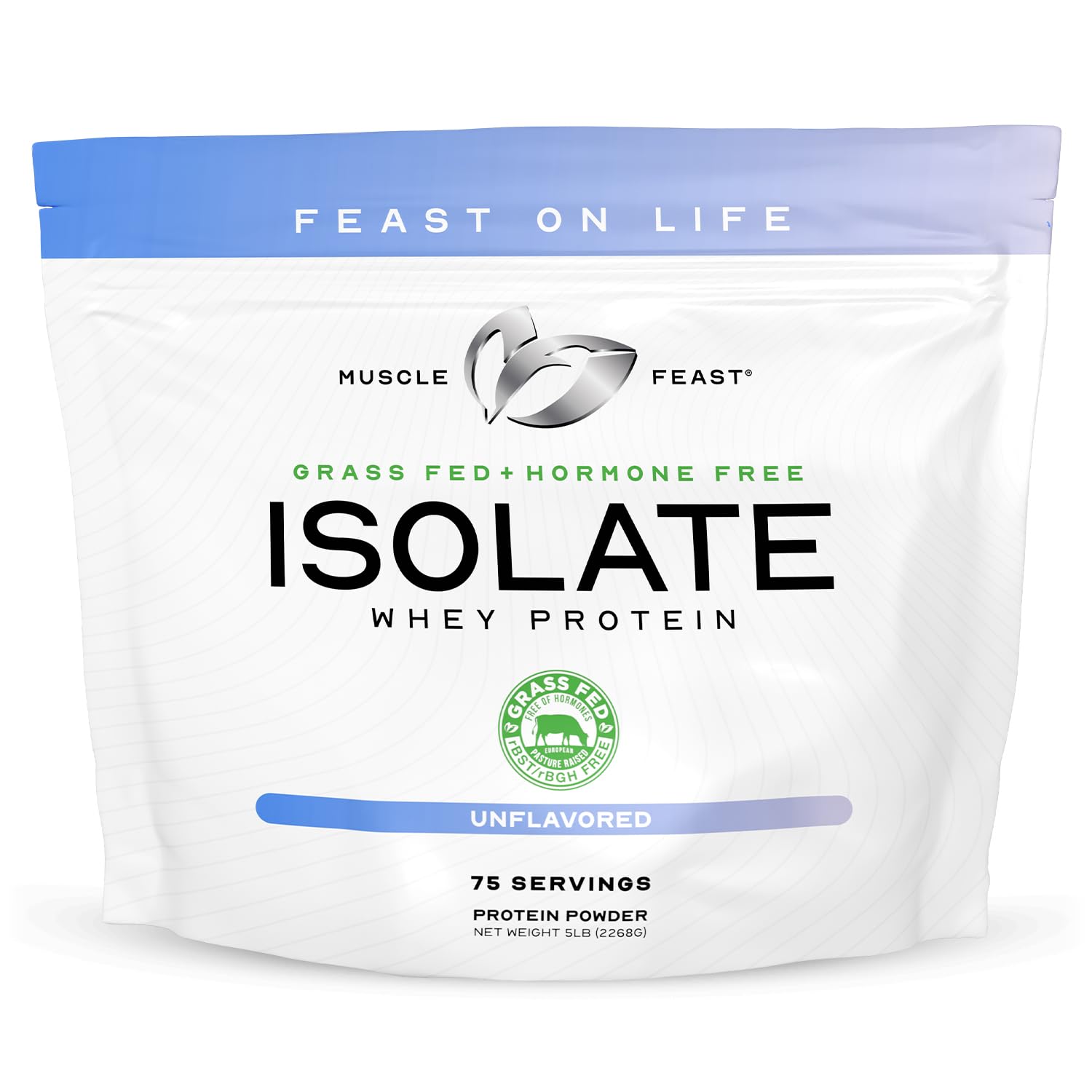 Muscle Feast Bundle – Grass-Fed Whey Protein Isolate Unflavored 5lb (1 Unit) + Grass-Fed Whey Protein Isolate Chocolate 5lb (1 Unit), All Natural Hormone-Free Pasture Raised