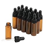 15Pcs Amber Glass Dropping Bottles 1ml 2ml 3ml 5ml