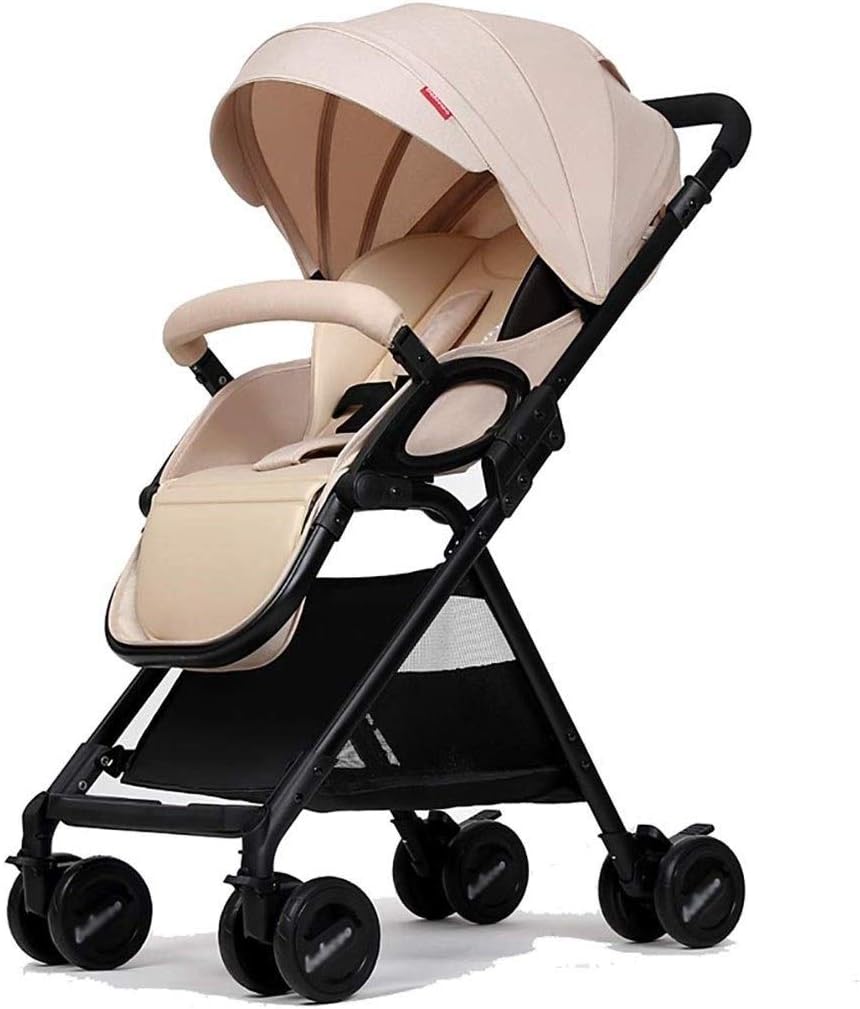 LMDC Hohe Landschaft Kinderwagen Griff Reversible Kinderwagen Leinenmaterial kann sitzen und ultraleichten tragbaren Kinderwagen Klapp Einfache und Bequeme Stoßdämpfer