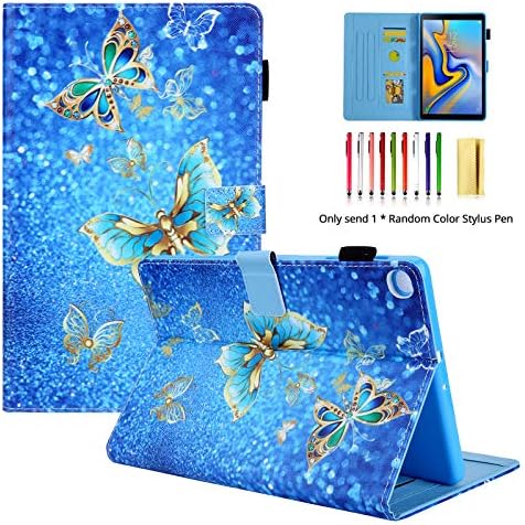 LittleMax Case Comptible for Samsung Galaxy Tab A 10.1 2019 SM-T510/T515 - Snug Fit Lightweight Stand Shell Magnetic Closure Cover for Galaxy Tab A 10.1 Inch SM-T510 / SM-T515 (# Gold Blue Buttefly)