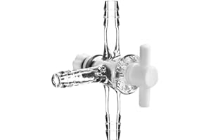 stonylab Vacuum Glass 3-Way Flow Control Adapter with PTFE Valve, Triple Hose Connection, Lab Distillation Tool for Flow Cont