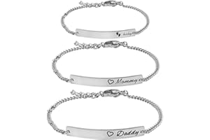 WUSUANED Sn&Daughe&Mommy Bracelet Baptism Bracelet Mom Family Bar Bracelet Set Gift for New Mom&Newborn