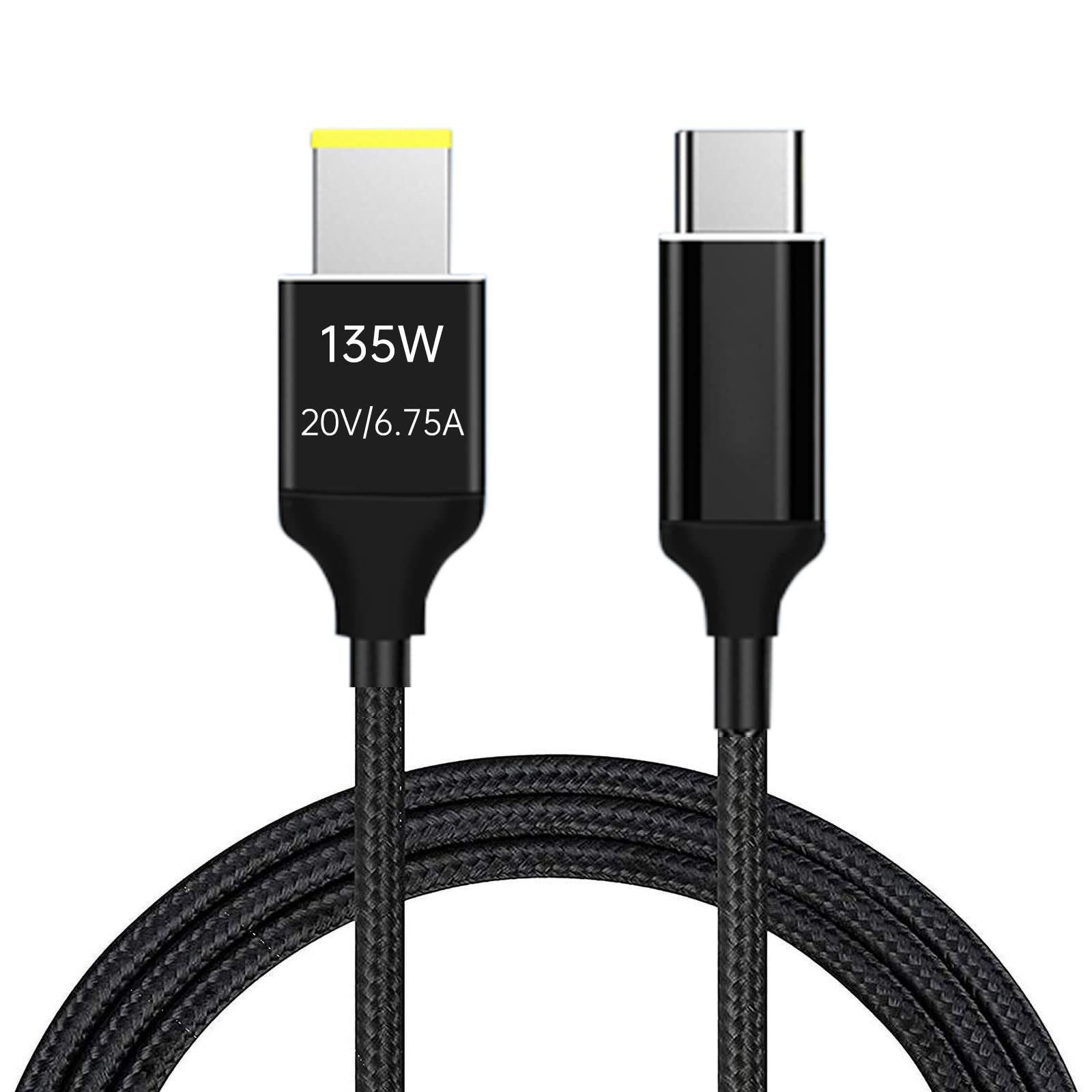 Photo 1 of Sisyphy USB C to Slim Tip Charging Cable, Type C to Square Converter, DC 11x4.5mm Compatible for Yoga Ideapad Legion T470s T470 T460s T450 T450s ThinkPad X1 Lenovo (135W 2m Nylon Braided)