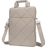 MOSISO Vertical Laptop Shoulder Bag,Computer Bag,Rhombus Quilted Messenger Bag with Front Pocket&Handle&Belt