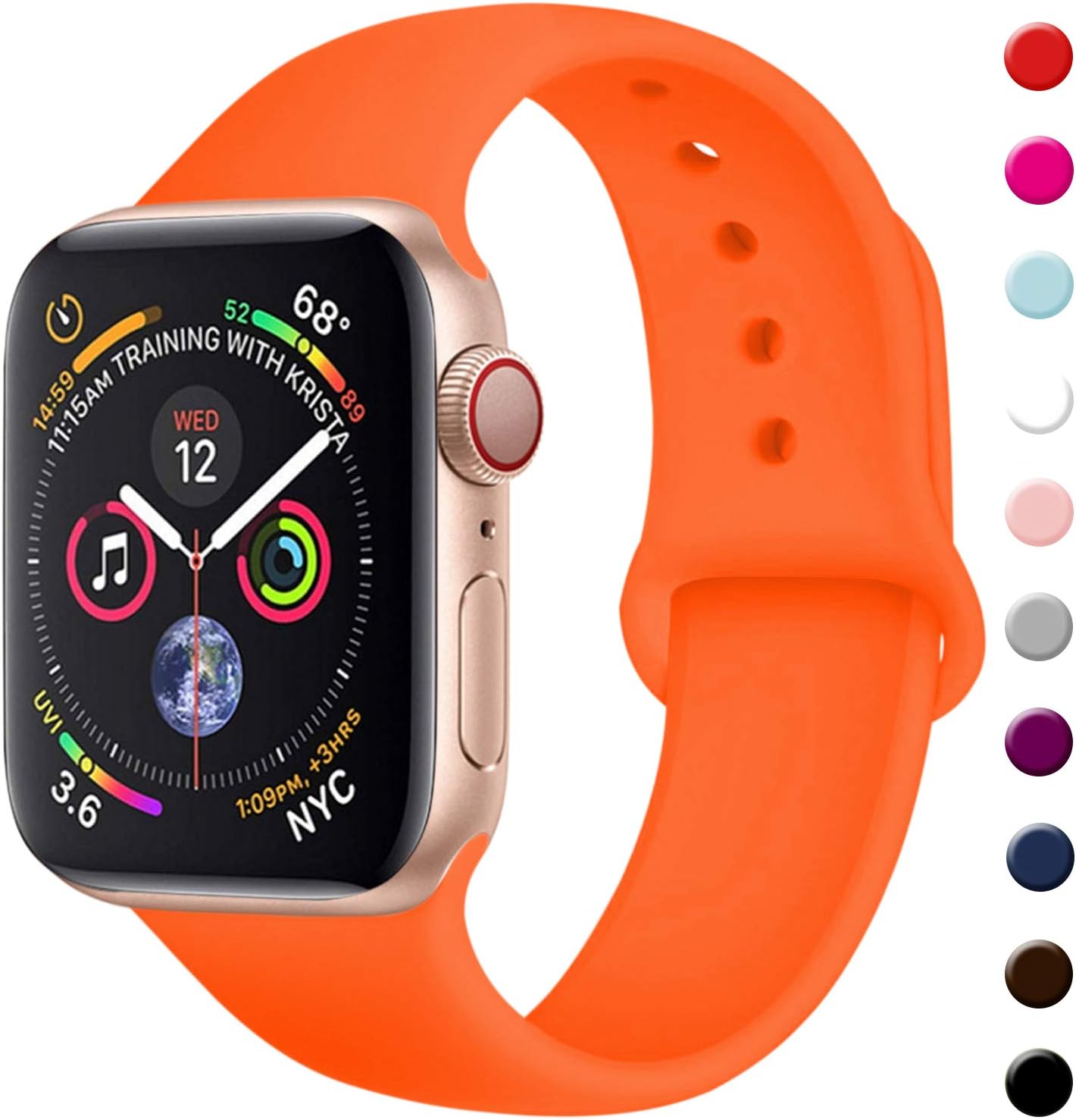 TIMTU Sport Bands Compatible with Apple Watch 38mm/40mm, Durable Silicone Strap Compatible with iwatch Series 4/3/2/1 for Women Men, S/M Orange