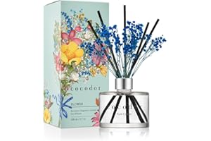 COCOD'OR COCODOR Flower Reed Diffuser Set / 6.7oz / Pure Cotton/Scent Diffuser with Sticks Home Fragrance Reed Diffuser for Bathroom Shelf Decor