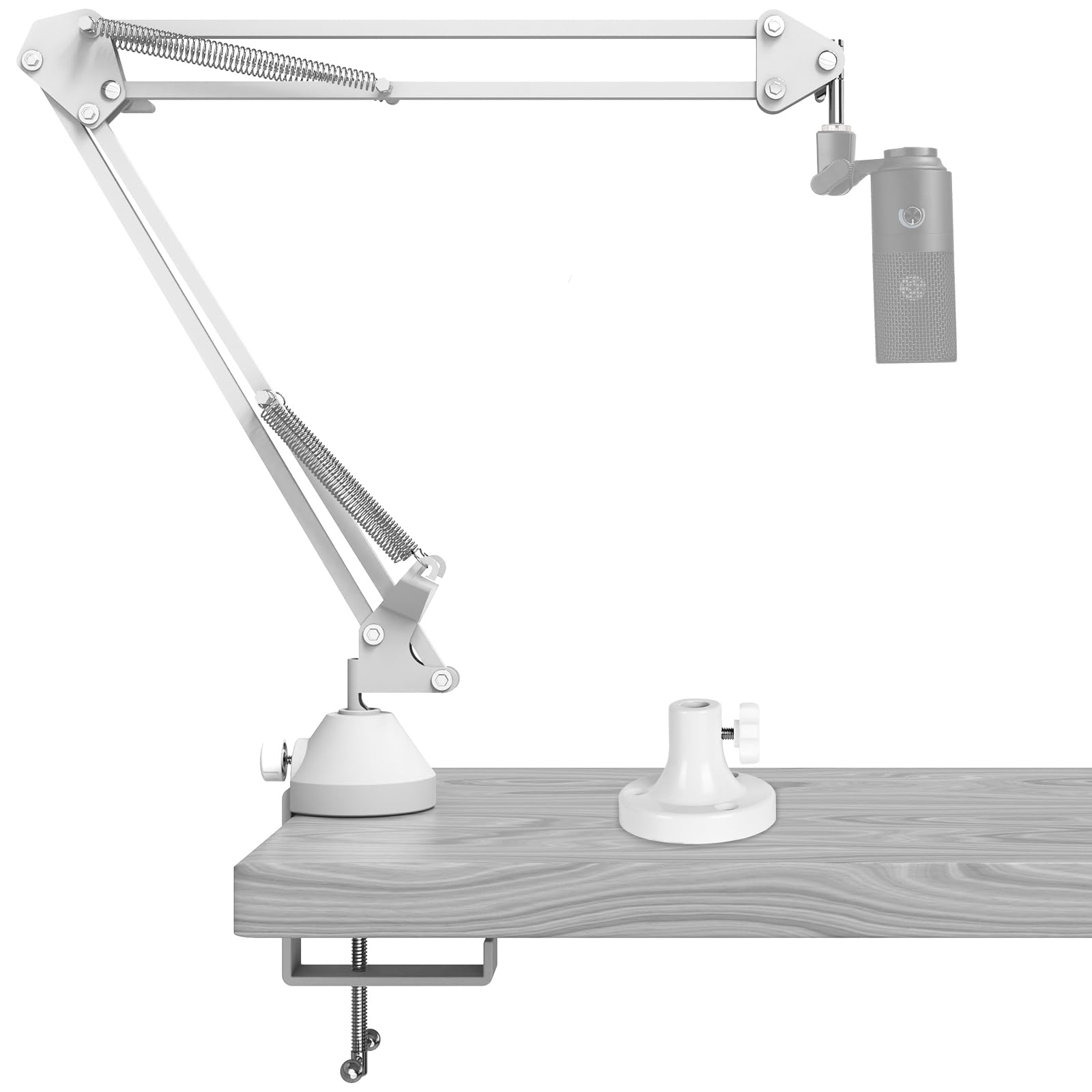 Geekria for Creators Microphone Arm Compatible with Fifine K669, K670, K678, AmpliGame A6T, A8 Mic Boom Arm with Tabletop Flange Mount, Suspension Stand, Desk Mount Holder (White)