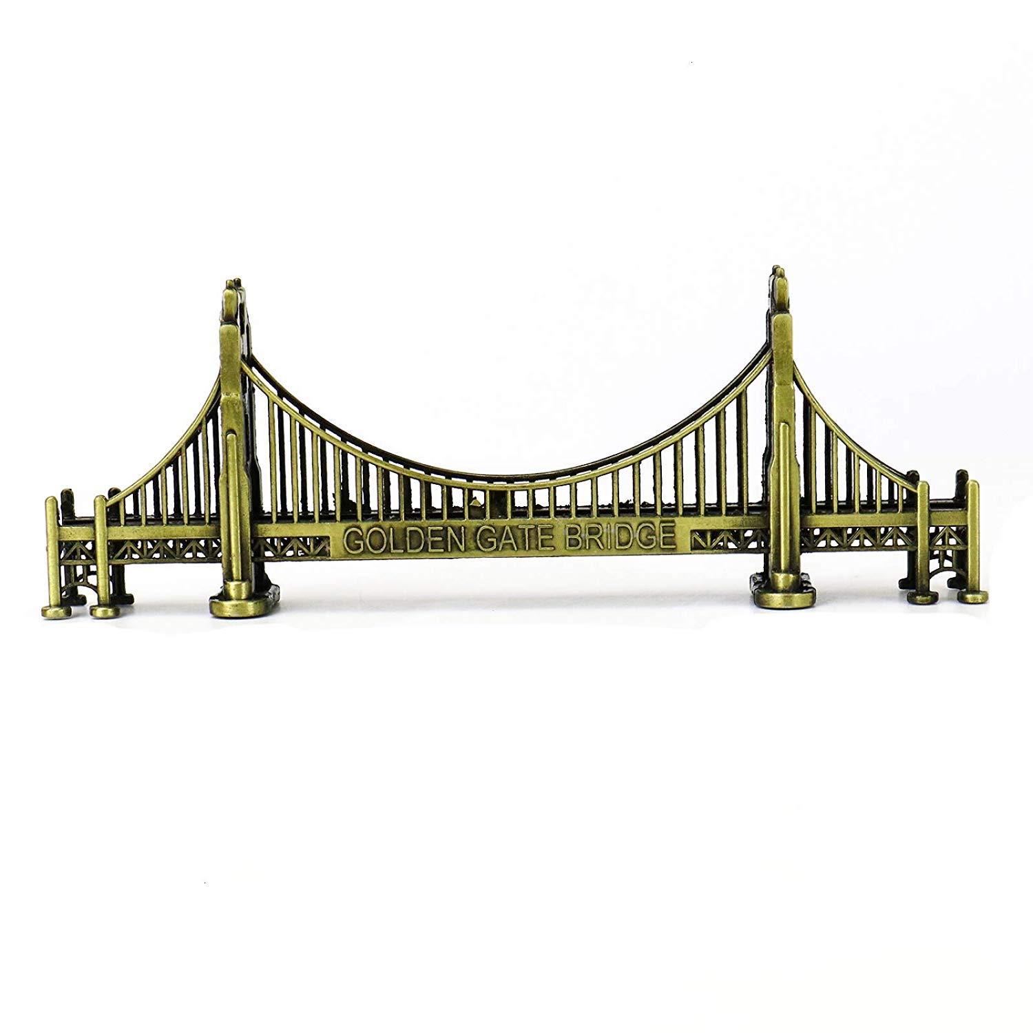 SUPERPOWER® 7 Inch American Golden Gate Bridge Statue Plating Architecture Model Metal Collectible Figurines Tourist Souvenirs Tabletop Home Decoration Children's Gifts Sculptures