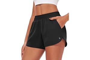 Stelle Womens 3" Running Shorts Mesh Liner High Waisted Workout Shorts Quick Dry Dolphin Athletic Shorts with Pockets