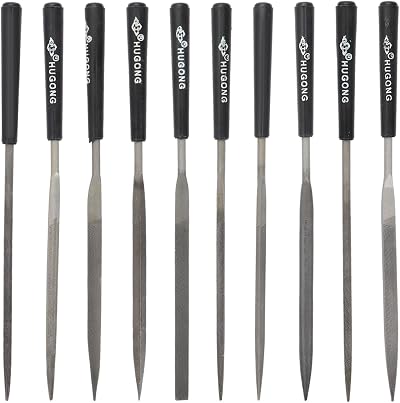 Eruinfang 10pcs Needle Diamond File Set Black 140x3mm for Wood Metalworking
