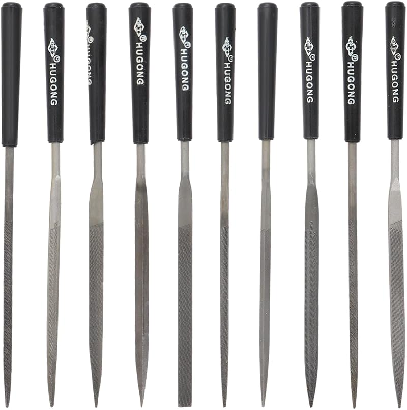 Eruinfang 10pcs Needle Diamond File Set Black 140x3mm for Wood Metalworking