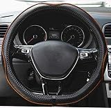 ISTN Microfiber Leather Car Steering Wheel Cover 15 Inch D Shape Black Orange view 3