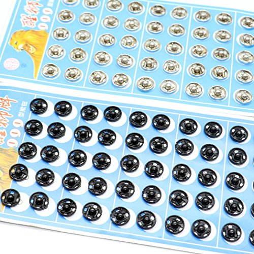 SenseYo 100 PCS Metal Press Studs Buttons Card 10MM Snap Closing Fasteners Dress Coat Titch Twitch Sew On Doll Baby Buttons Pewter Craft Rapid Rivet Making Poppers Tool