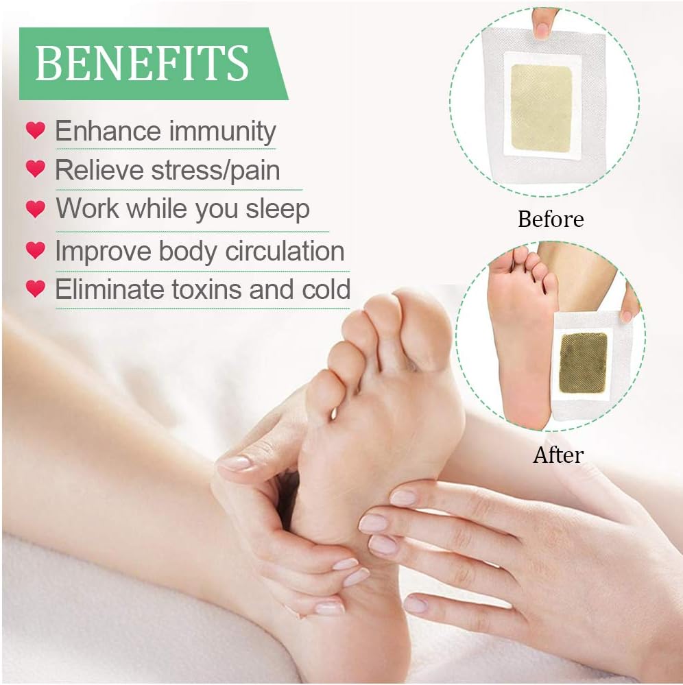 Foot Pads - (60Pads) Ginger Foot Patch for Better Sleep and Anti-Stress Relief, Pure Natural Bamboo Vinegar and Ginger Premium Ingredients Combination for Foot and Body Cleansing.: Health & Personal Care