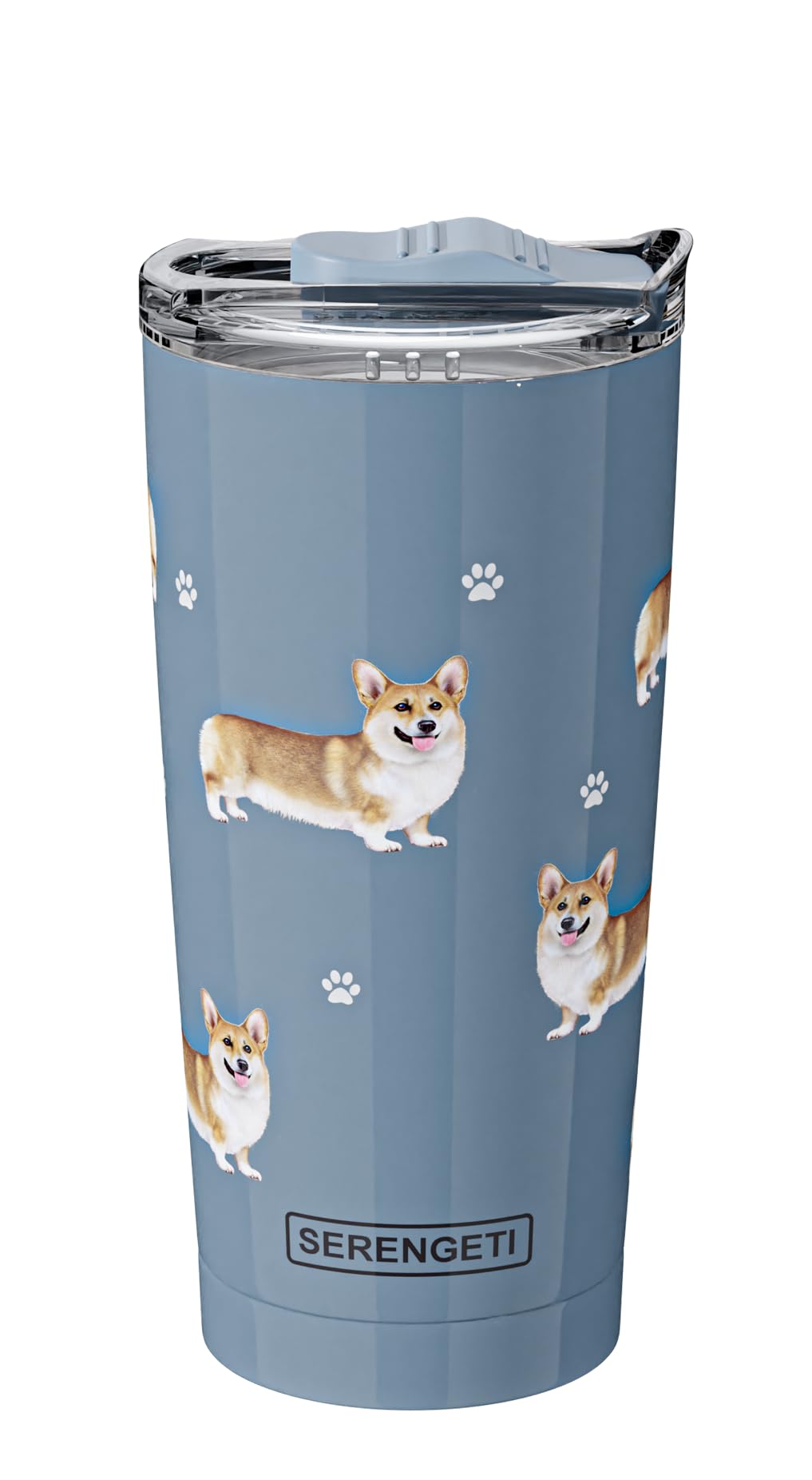 Welsh Corgi SERENGETI 16 Oz. Stainless Steel, Vacuum Insulated Tumbler with Spill Proof Lid - 3D Print - Insulated Travel mug for Hot or Cold Drinks (Welsh Corgi Tumbler)