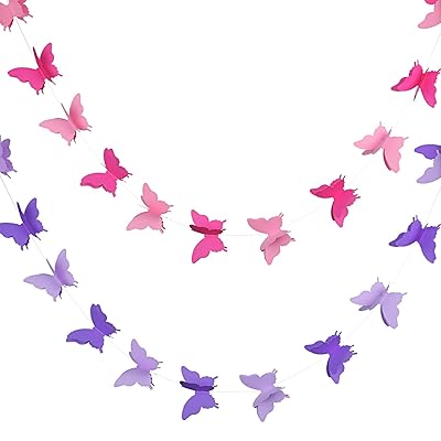 Download Buy Blulu 2 Pieces 3d Paper Butterfly Banner Hanging Decorative Garland For Wedding Baby Shower Birthday And Theme Decor 118 Inches Long Pink And Purple Online In Indonesia B07fcd2jb5