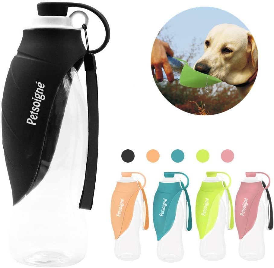 Petsoigné Portable Dog Water Bottle in Silicone Pet Water Bottles Foldable for Travel Walking