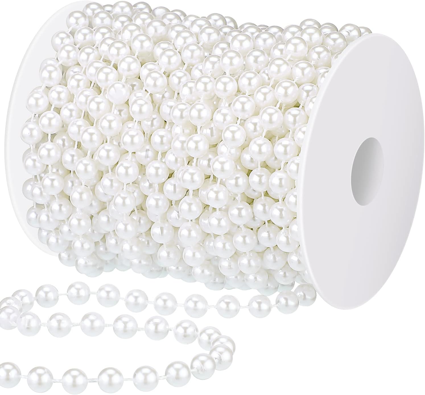 Wreaths, Garlands & Swags - 50 Feet Christmas Tree Beads Artificial Pearls Beads Garland Plastic Beads Roll for St. Patrick's Day Wedding DIY Decoration Supplies (White)
