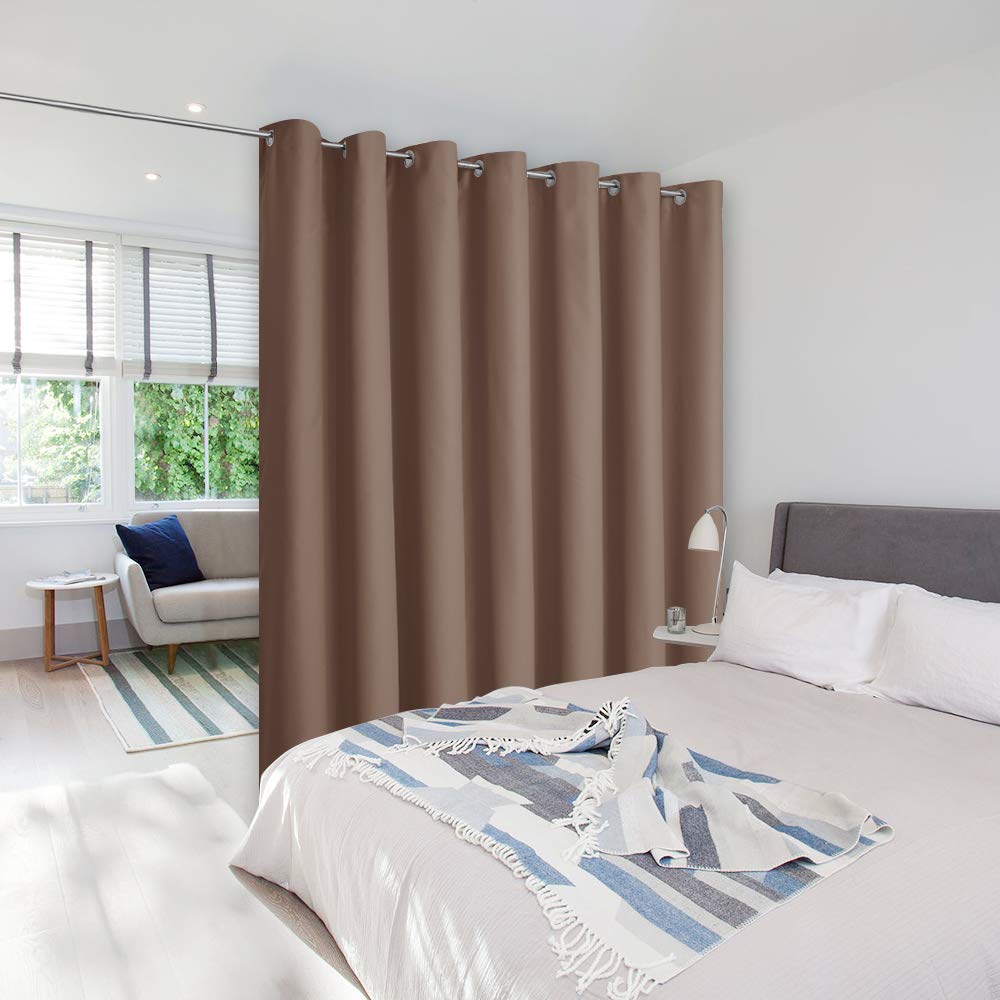 Photo 1 of NICETOWN Privacy Room Divider Curtain Screen Partitions, Sound Blocking Blackout Room Divider Patio Door Curtain Panel for Glass Window/Sliding Door/Hall(1 Panel, 8.3ft Wide x 7ft Long, Cappuccino)