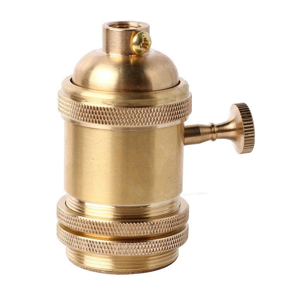 Karriter Brass Retro Lamp Holder with Switch Screw Fit E27 for Antique Edison Bulb Pendent Light Wall Scone DIY