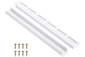 PATIKIL 2 Pcs Door Air Vent Cover, 12 x 1.2 (Outer Dimensions) Inch Aluminum Louvered Ventilation Grille Rectangle Toe Kick V